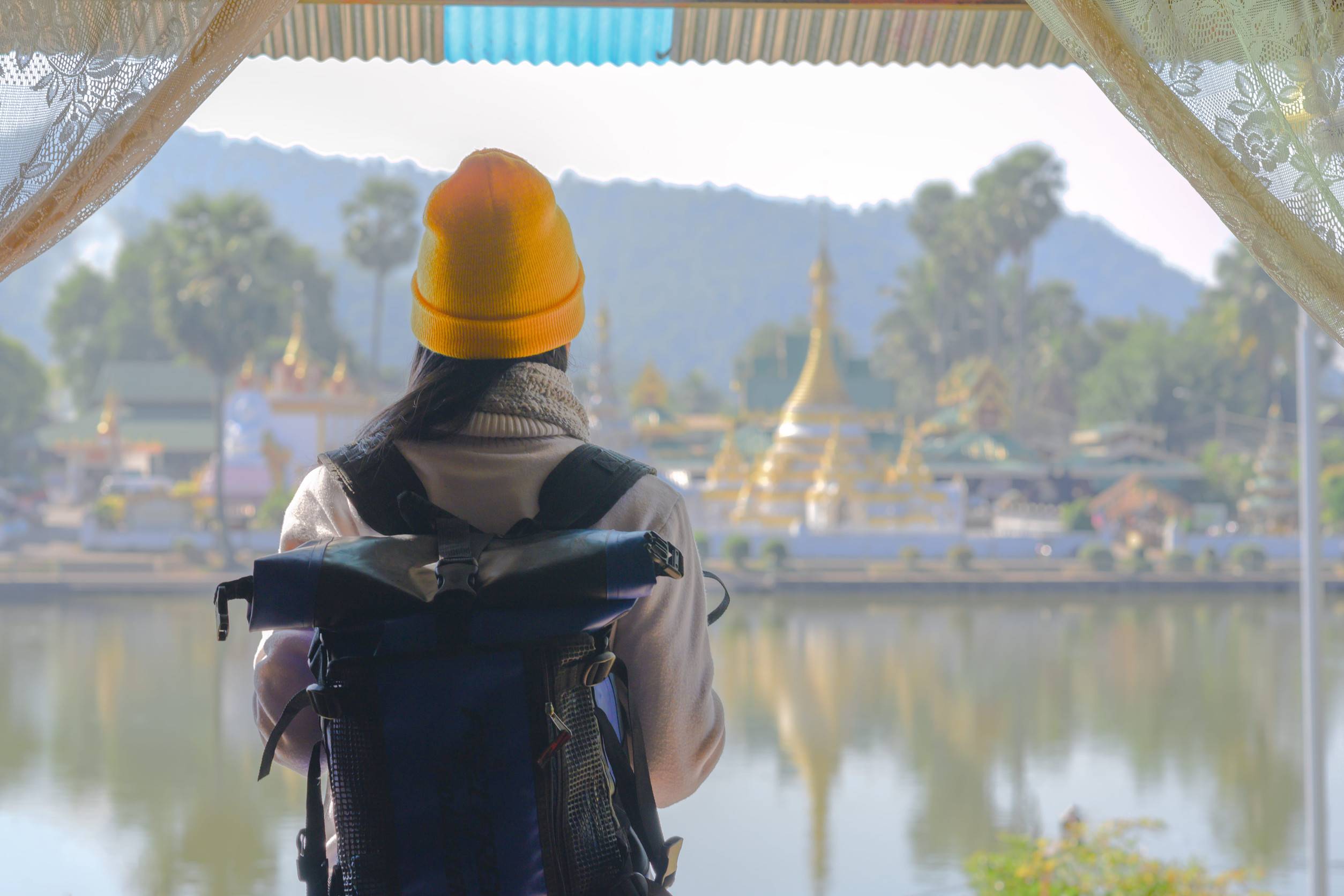 Female Tourist At Myanmar Temple