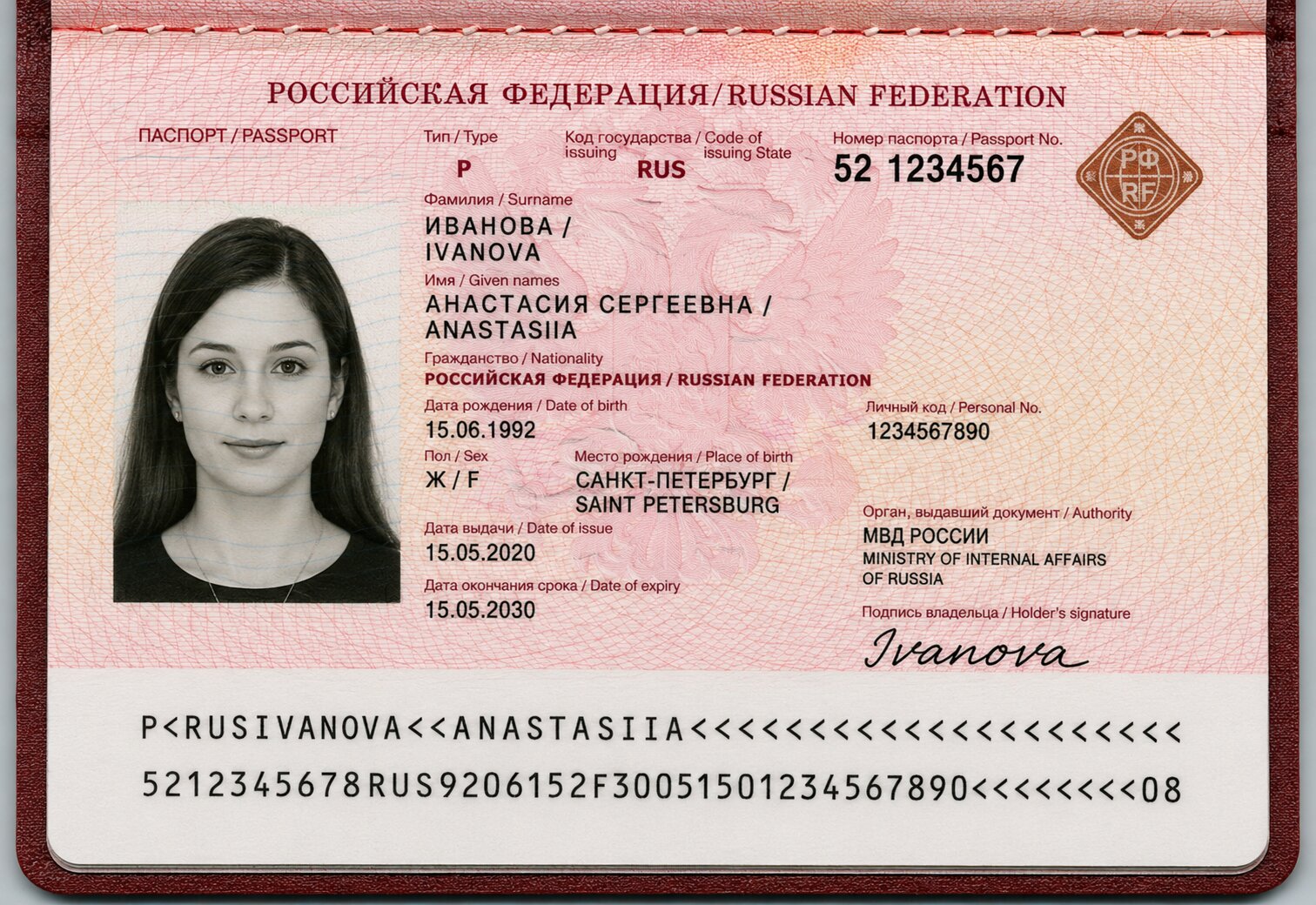 Passport Bio Page Sample for Myanmar eVisa Application