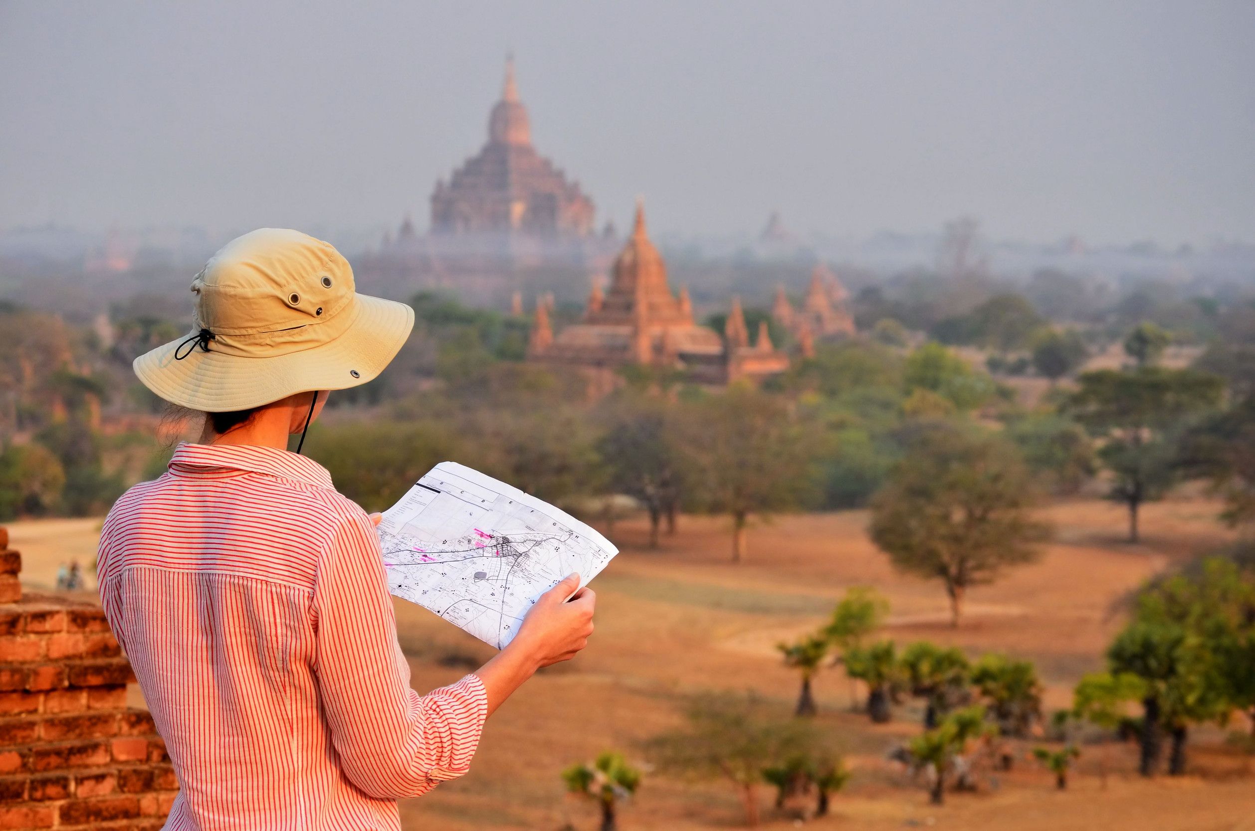 Woman in Bagan during sunshine